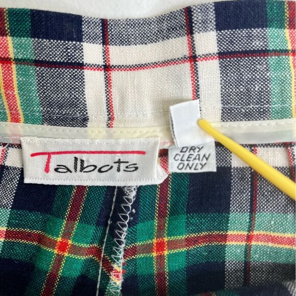 Vintage Talbots Plaid Linen Blend Bermuda Cuffed Shorts Women Size 8 Made in USA - Picture 8 of 14